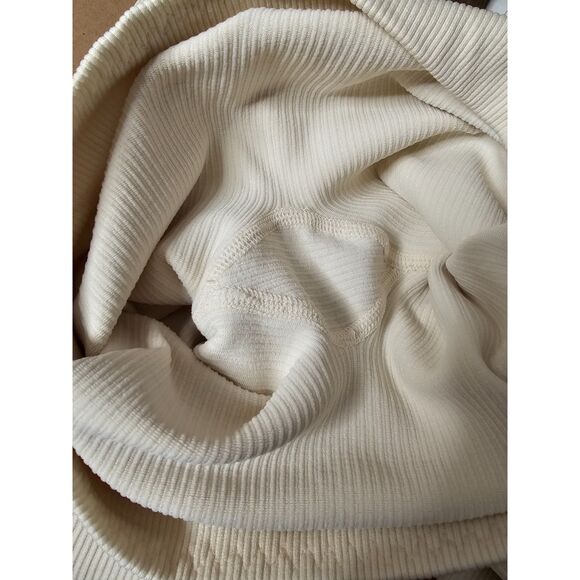 Bo & Tee High Waist Split Flare Ribbed Leggings Ivory Small - Picture 7 of 7